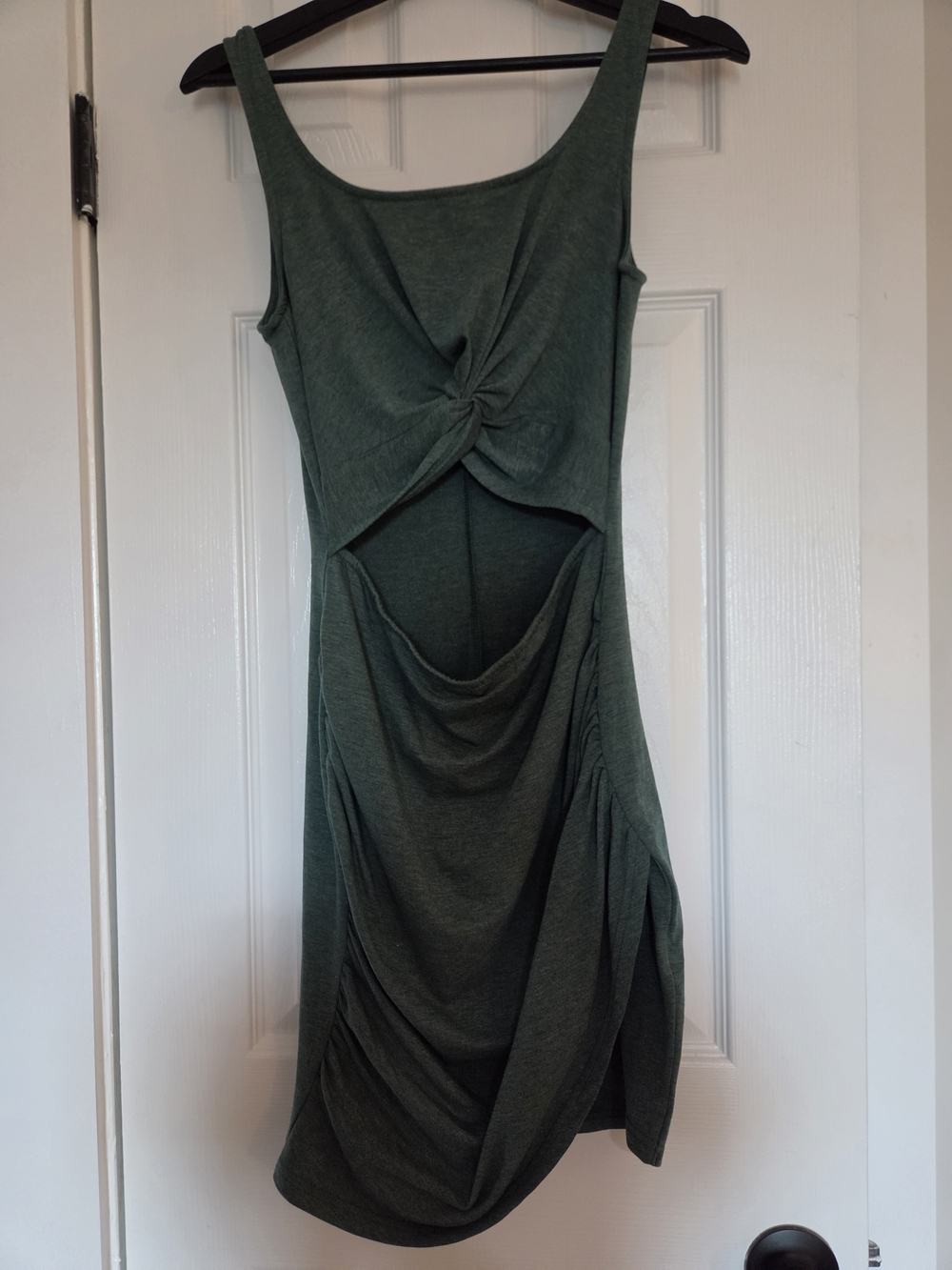 Sleeveless Twist-Front Cutout Dress in Olive Green NWOT